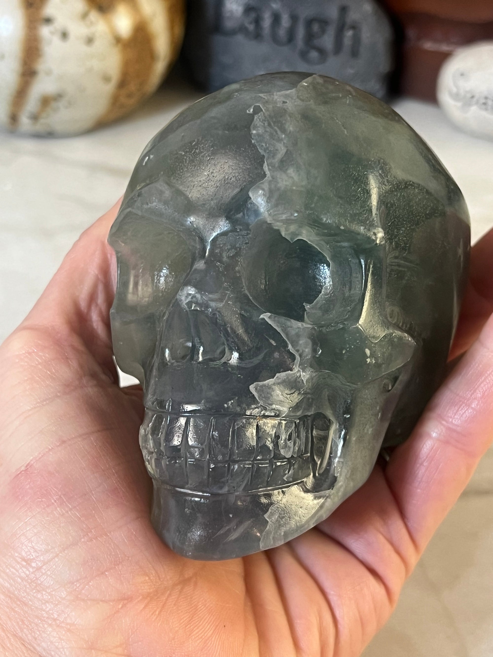 934 gram Fluorite Skull Carving