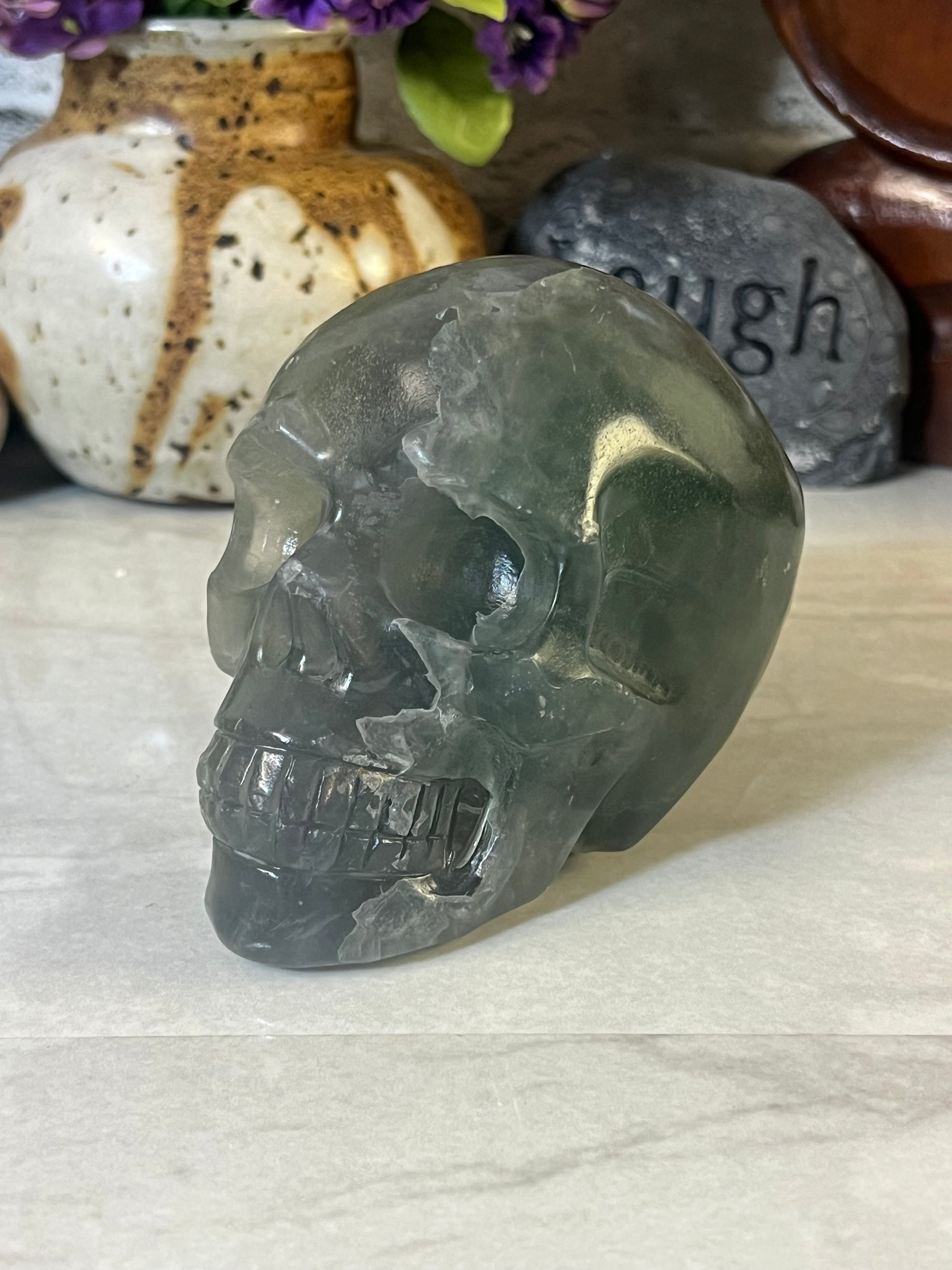 934 gram Fluorite Skull Carving