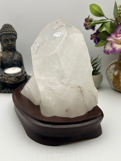 Gorgeous Brazilian Lemurian with Wood Base