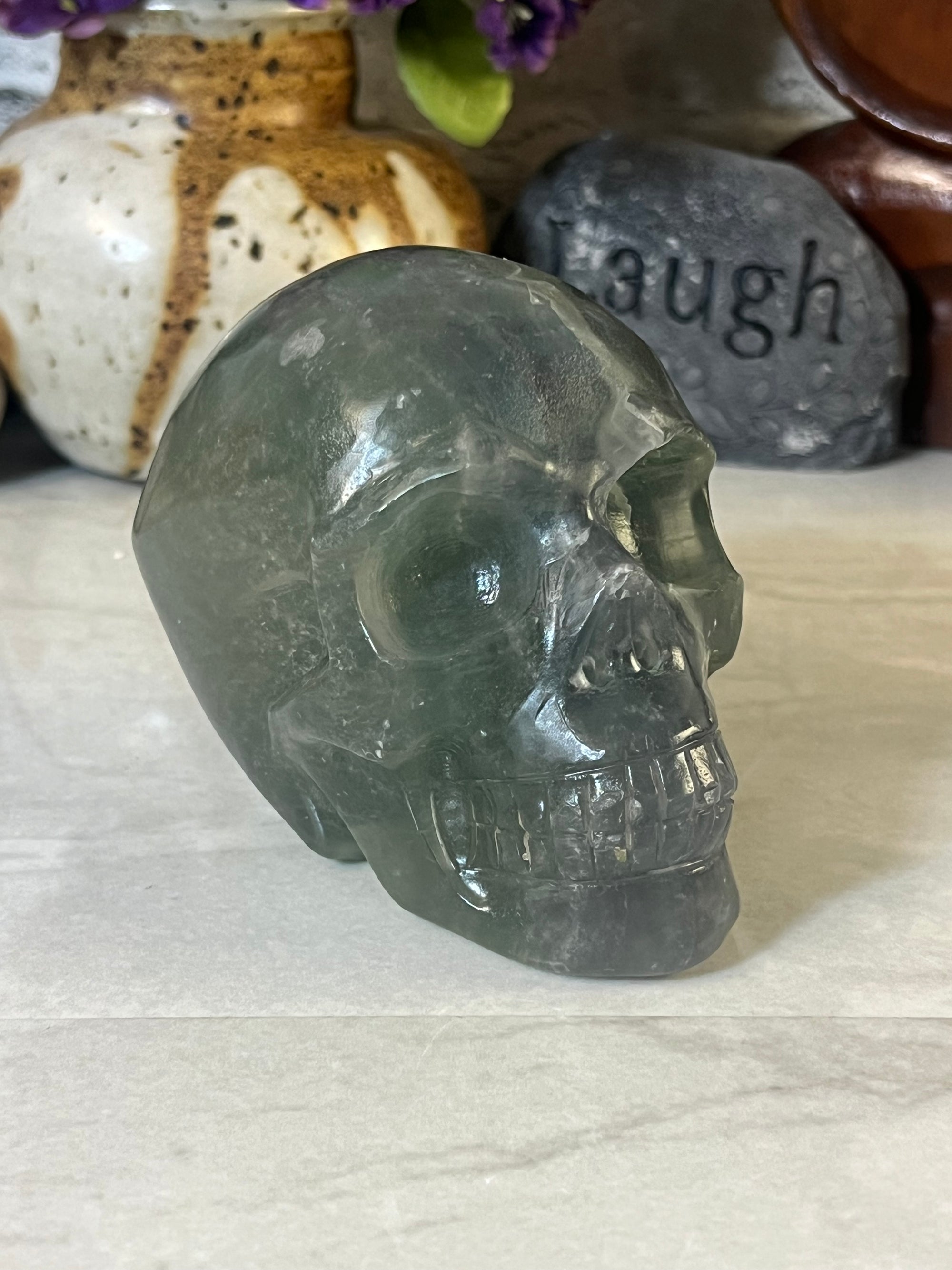 934 gram Fluorite Skull Carving
