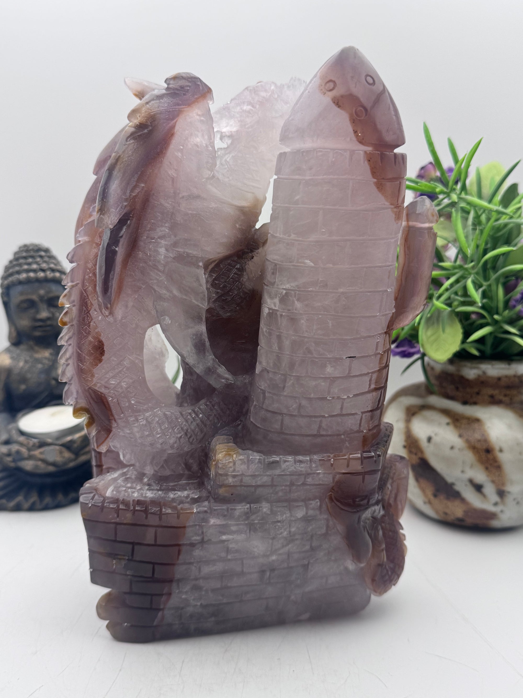 Druzy Agate Dragon on Castle