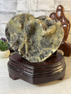 Massive 4 Kg Septarian Heart Carving with wooden stand