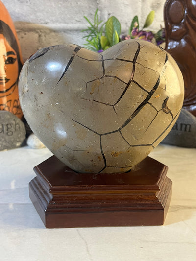 2.9 Kg Druzy Septarian Heart Carving with stand