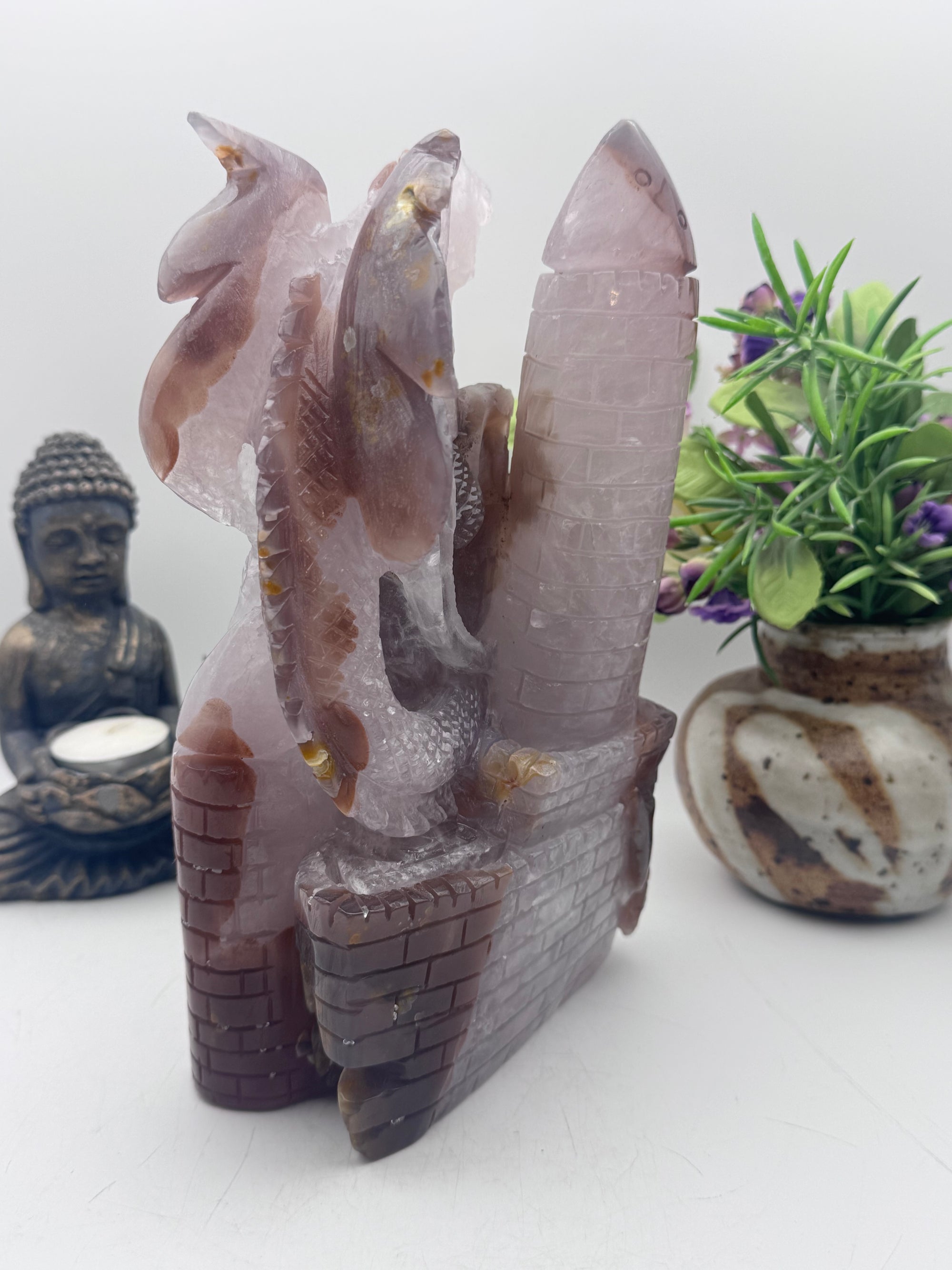 Druzy Agate Dragon on Castle
