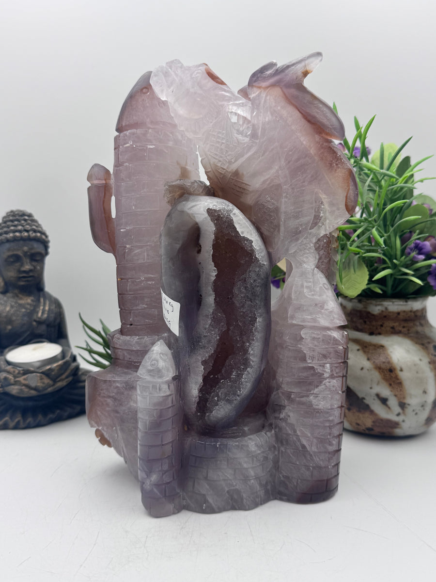 Druzy Agate Dragon on Castle