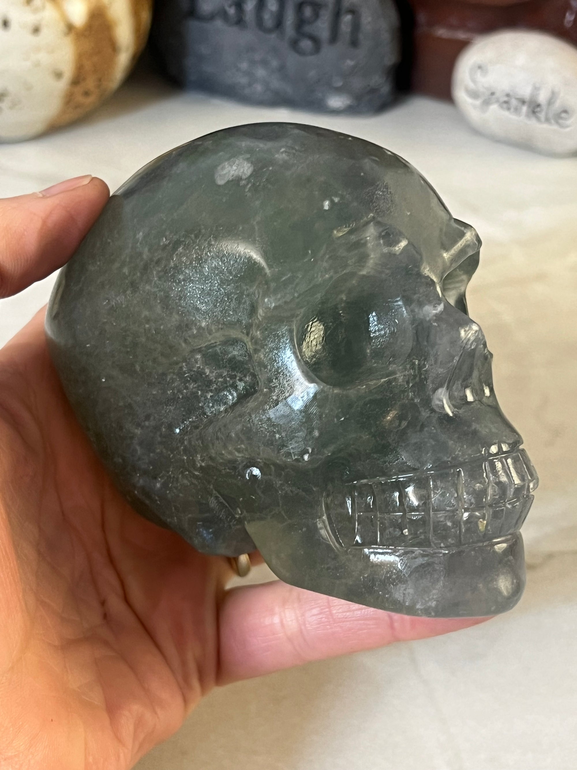 934 gram Fluorite Skull Carving