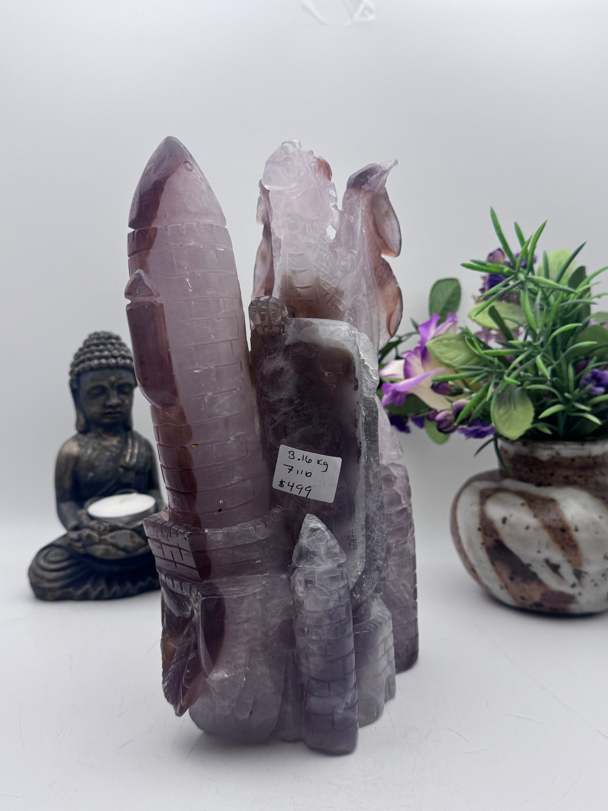 Druzy Agate Dragon on Castle