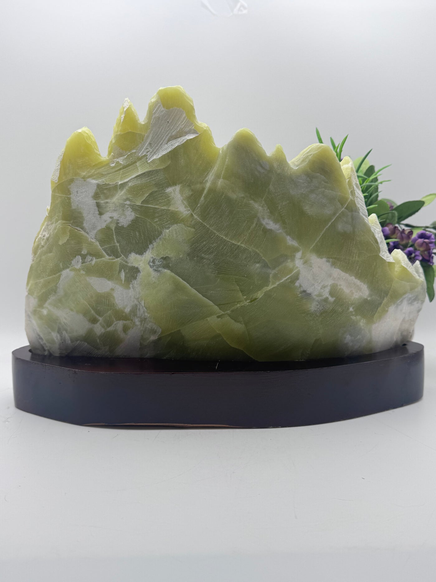 Gorgeous Jade Elephant and Rabbit Carving with wood base
