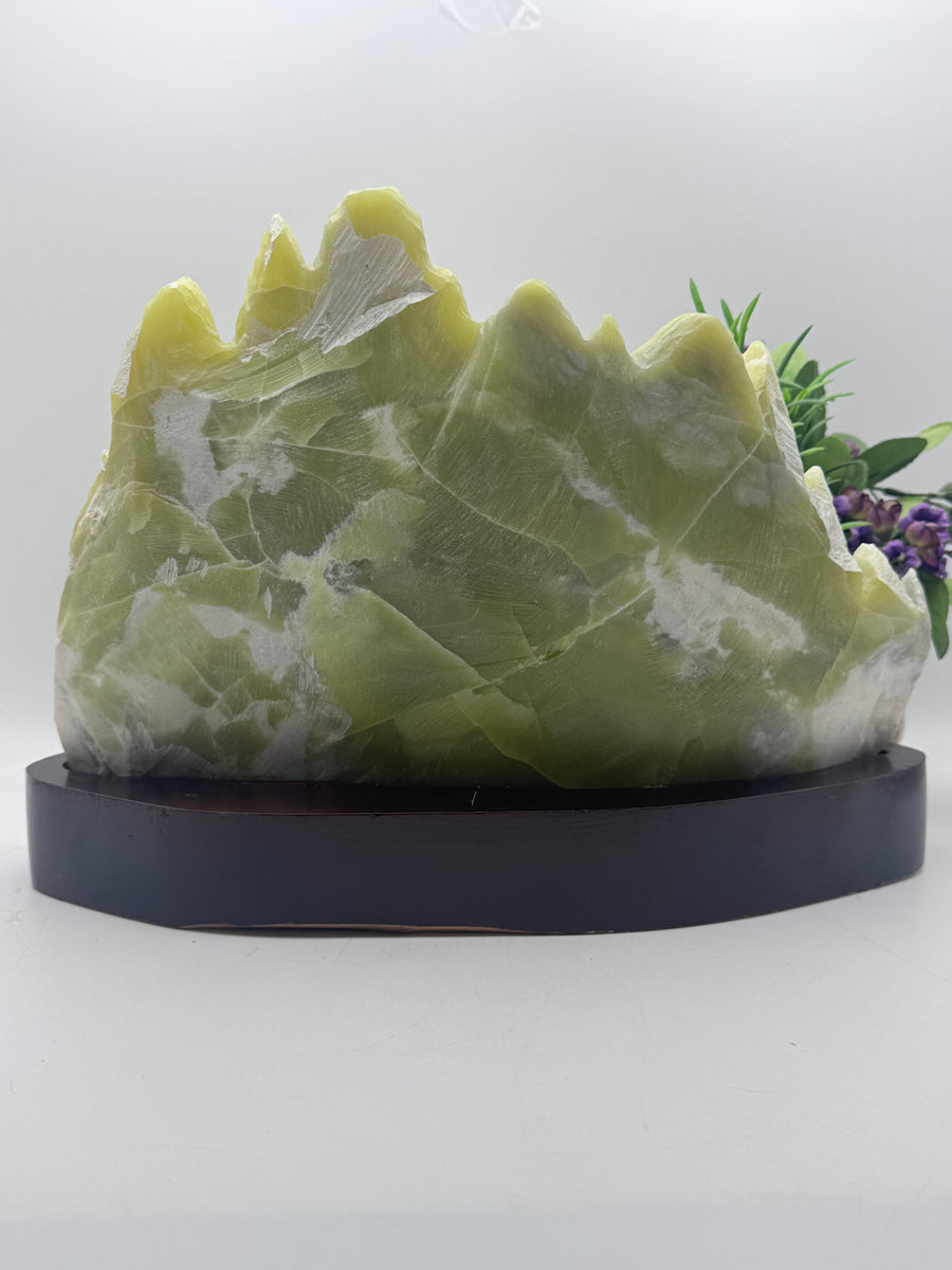 Gorgeous Jade Elephant and Rabbit Carving with wood base