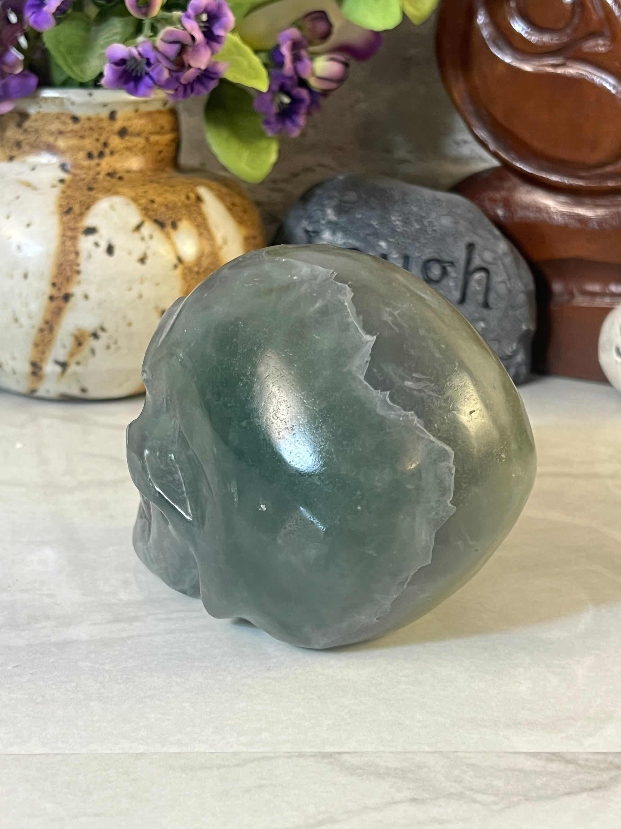 934 gram Fluorite Skull Carving