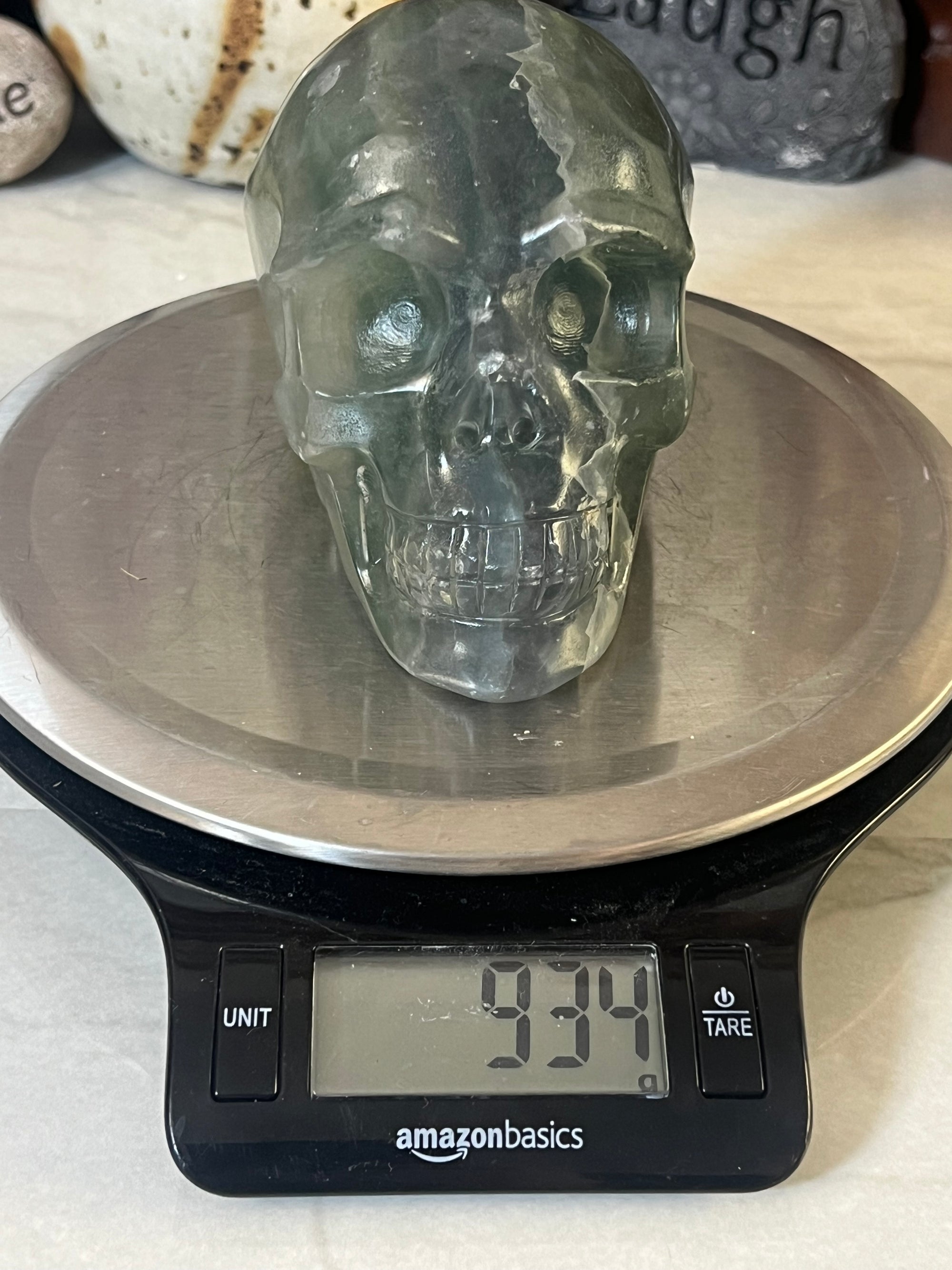 934 gram Fluorite Skull Carving