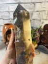 Massive 3.2 kg Moss Agate Tower with Druzy Pocket