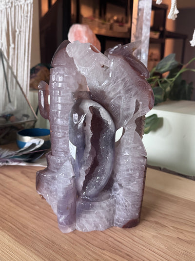 Druzy Agate Dragon on Castle