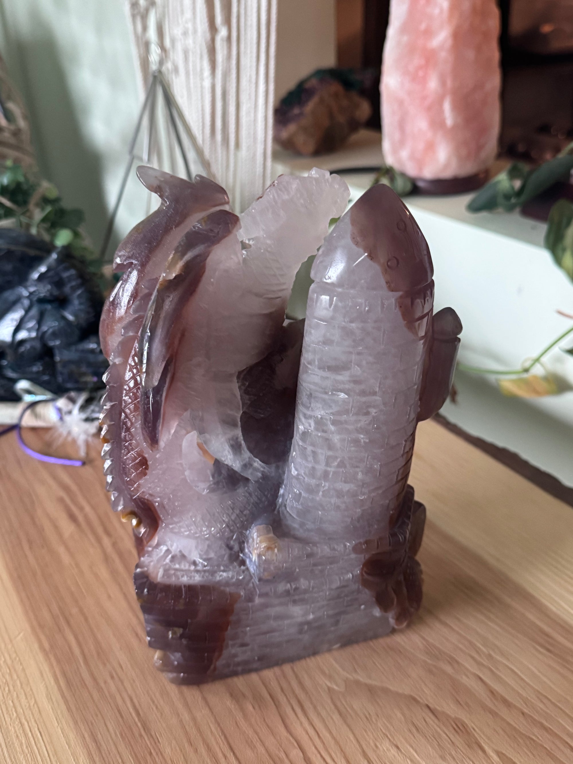 Druzy Agate Dragon on Castle