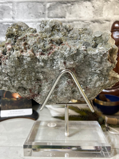 2.82 Kg Calcite with Barite and Pyrite Specimen with stand