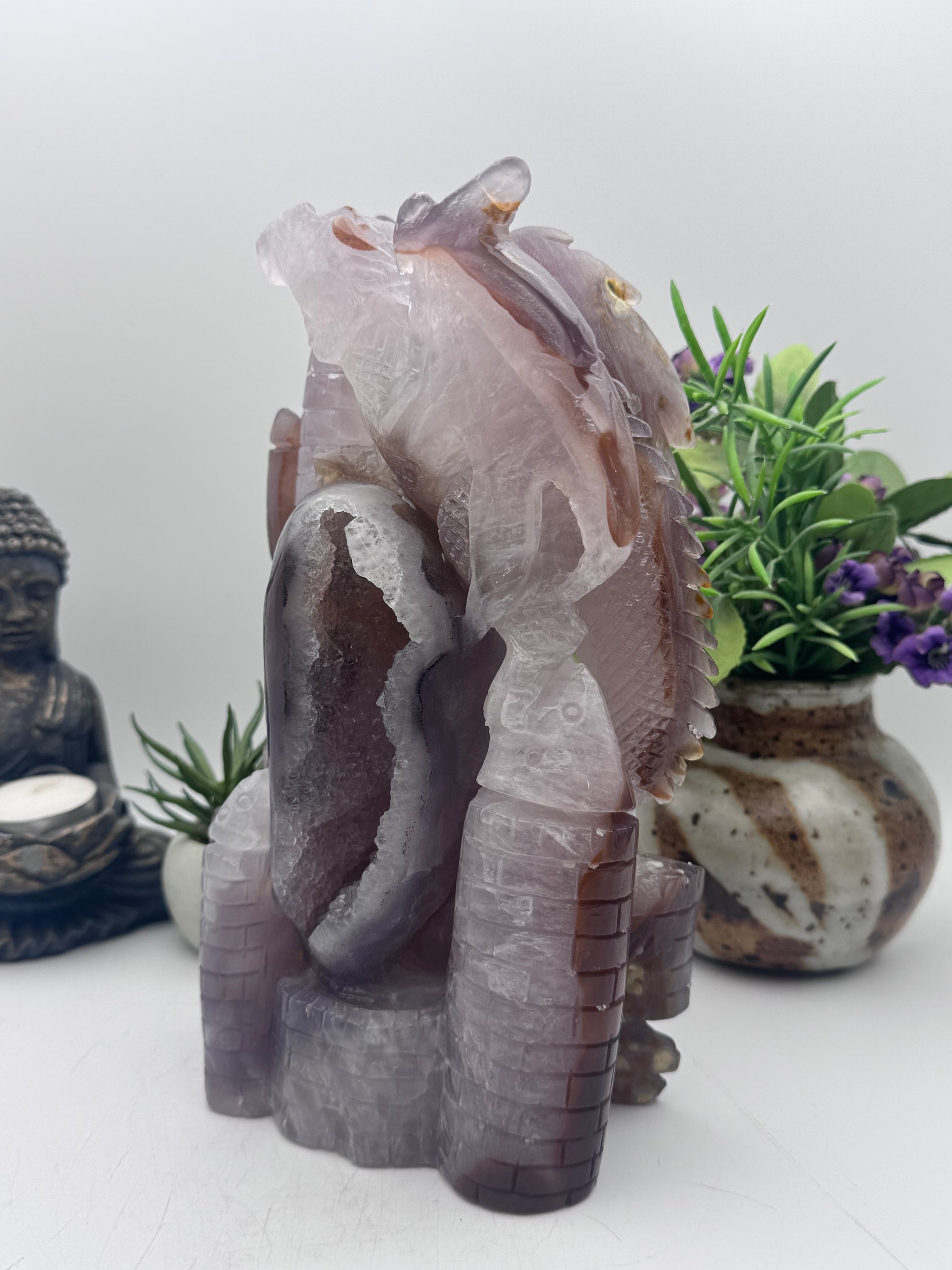 Druzy Agate Dragon on Castle