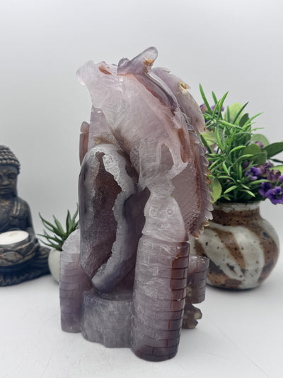 Druzy Agate Dragon on Castle