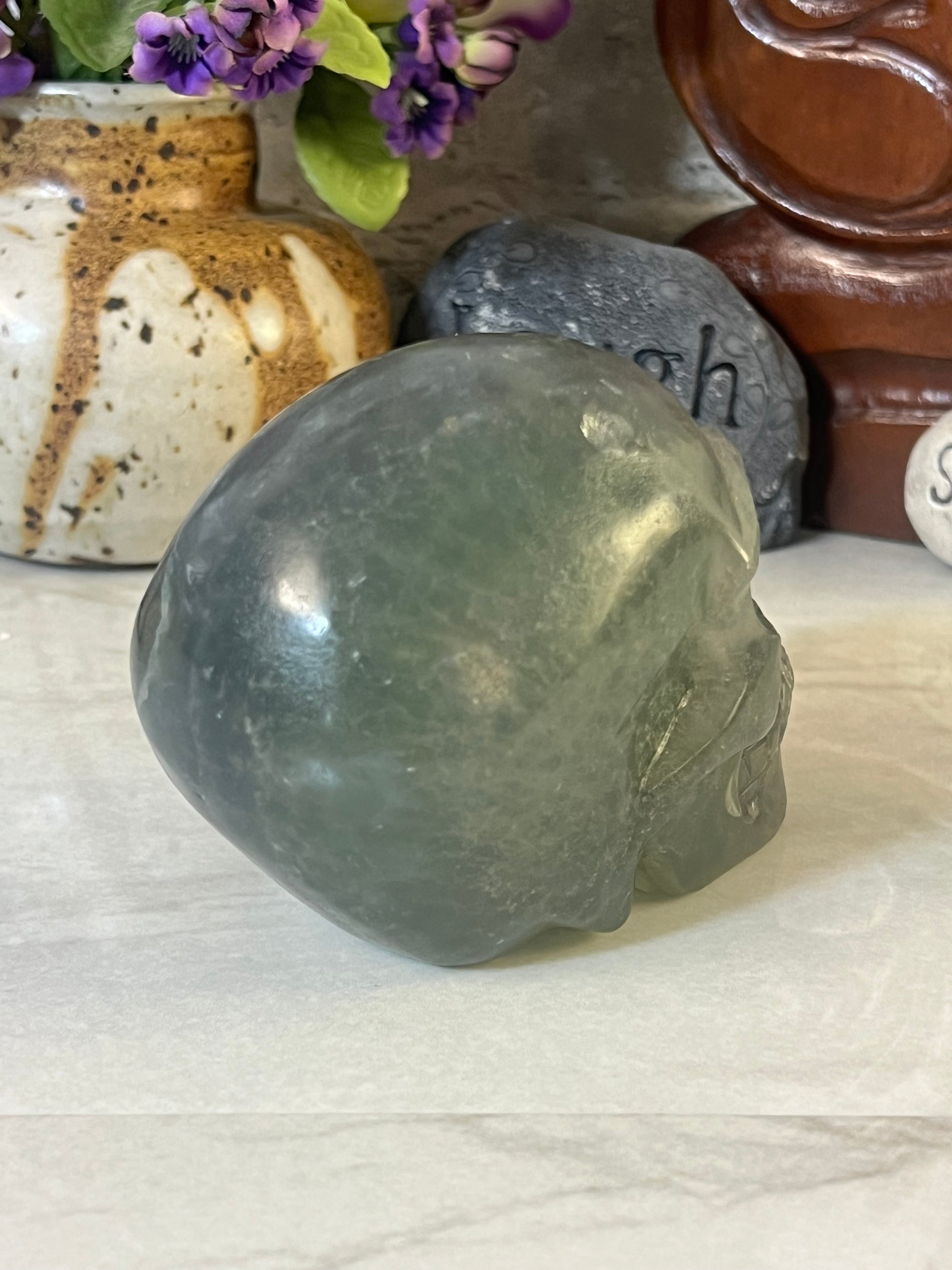 934 gram Fluorite Skull Carving