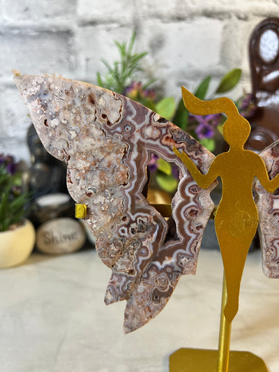 Gorgeous Pink Lace Agate Wings from Indonesia