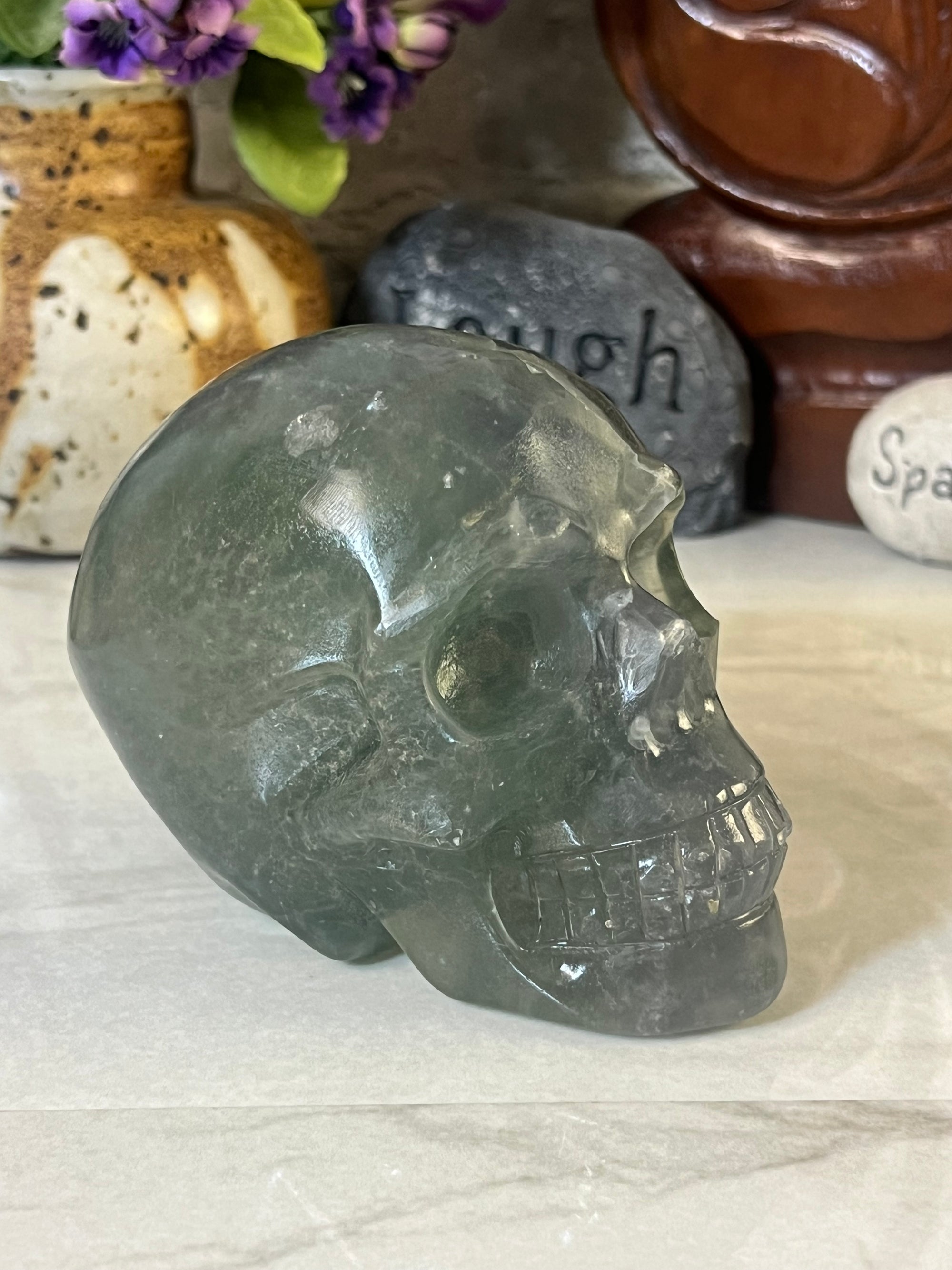 934 gram Fluorite Skull Carving