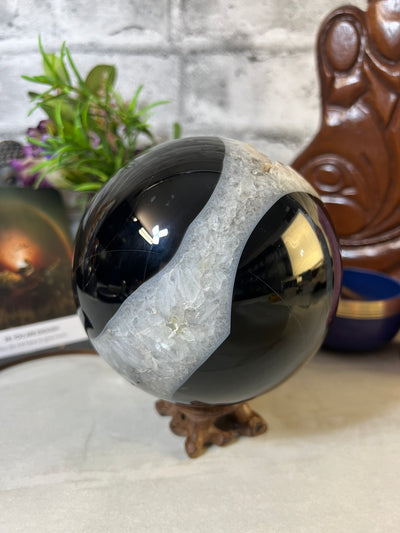 Huge 2.61 KG Black Agate Sphere