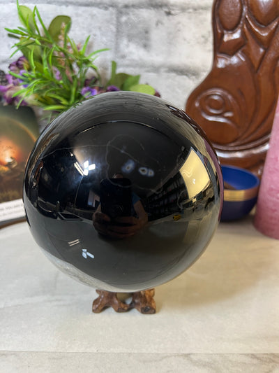 Huge 2.61 KG Black Agate Sphere
