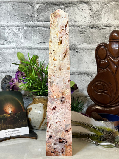 12” Druzy Pink Lace Agate Tower from Indonesia