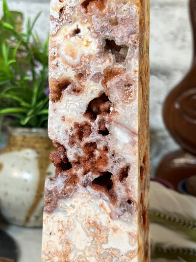 12” Druzy Pink Lace Agate Tower from Indonesia