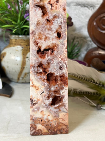 12” Druzy Pink Lace Agate Tower from Indonesia