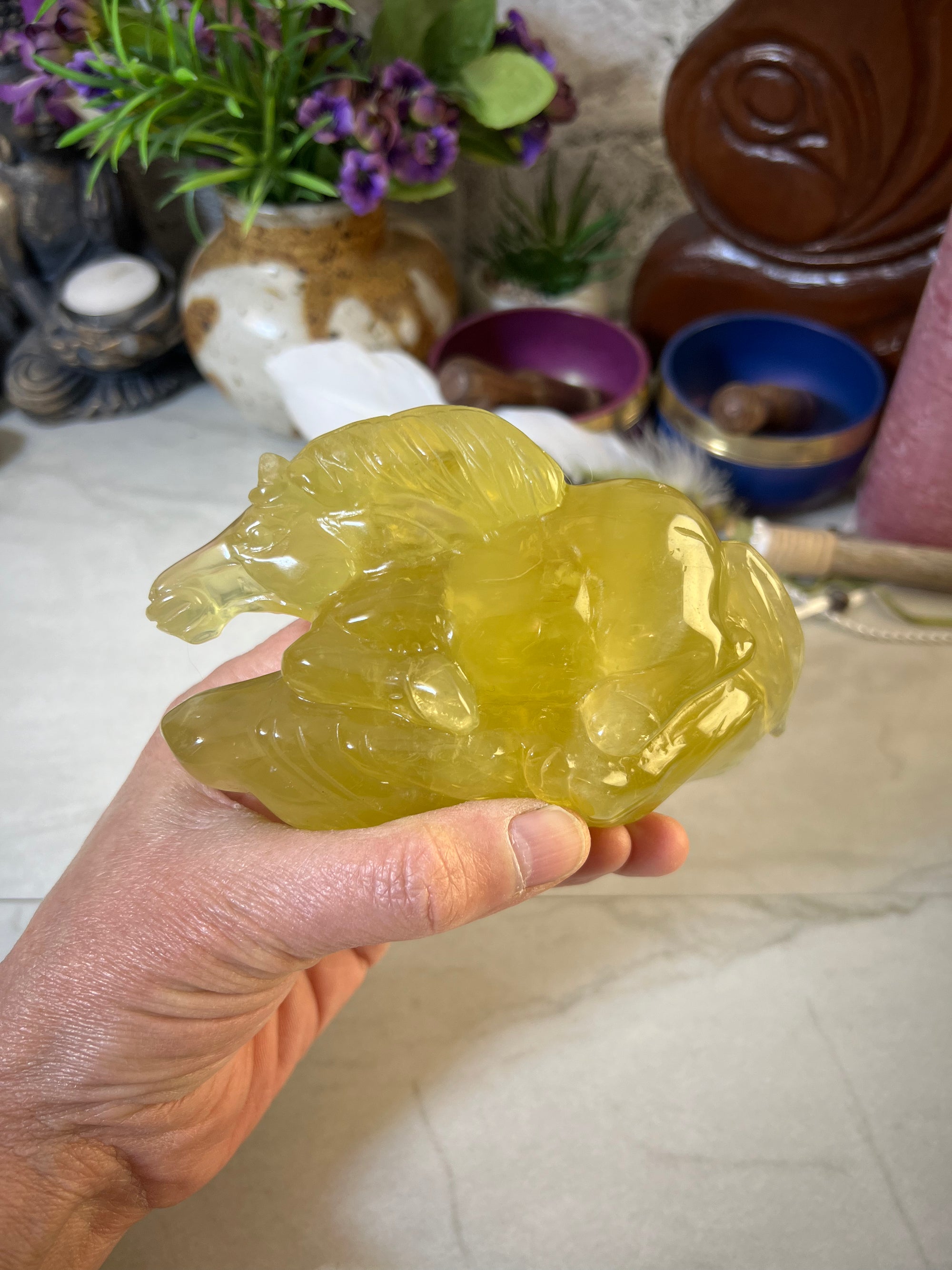 Lovely Citrine Horse Carving