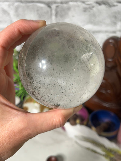 Clear Quartz Sphere with Phantom and specks of Garden