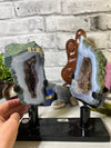 Beautiful Double Portal Agate/Amethyst Portal on Metal Swivel Stand