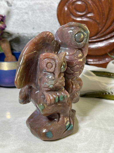 Cutie cutie Jasper Twin Owl Carving