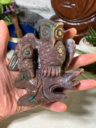 Cutie cutie Jasper Twin Owl Carving