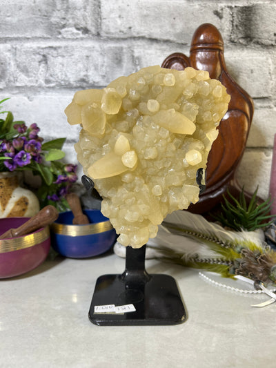 Calcite Cluster from Uruguay on metal stand