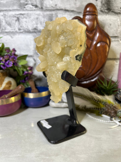 Calcite Cluster from Uruguay on metal stand