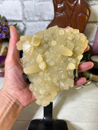 Calcite Cluster from Uruguay on metal stand