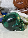 Malachite Silhouette Skull Carving