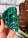 Malachite Silhouette Skull Carving