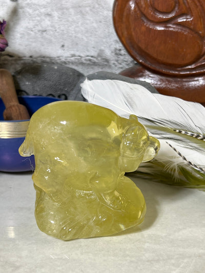 Citrine Bear Carving