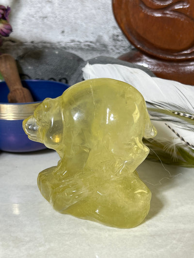 Citrine Bear Carving