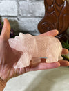 Cute Rose Quartz Bear Carving