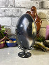 Gorgeous 2.6 Druzy Agate Egg on Black Metal Flower Stand