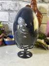 Gorgeous 2.6 Druzy Agate Egg on Black Metal Flower Stand