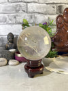 High Quality Clear Quartz Sphere with wood base