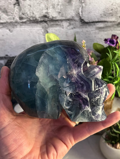 Gorgeous Flourite Skull Carving