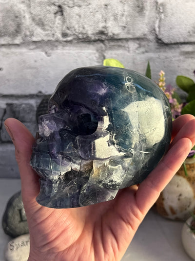 Gorgeous Flourite Skull Carving