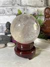 High Quality 2.41 KG Clear Quartz Sphere with wood base