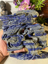 Beautiful Lapis Lazuli Bird on Flowering Tree Carving