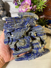 Beautiful Lapis Lazuli Bird on Flowering Tree Carving